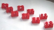 Lego klocek 3700 czerwony 10 sztuk 1x2