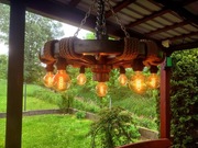 Piękna lampa o średnicy 95 cm, oświetlenie,stare koło ,altana,piwniczka
