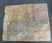 stara, złożona mapa drogowa i podróżna Niemiec i krajów sąsiednich