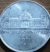 Niemcy - Srebrne 5 marek 1971 G - 100 lat Powstania II Rzeszy