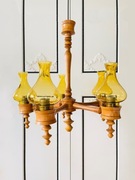 LITE DREWNO Polski pięcioramienny żyrandol Szklane klosze