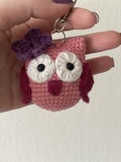 Sówka na szydełku handmade brelok zawieszka 