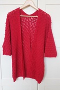 Sweter ażurowy narzutka kardigan czerwony Italy roz. S/M 