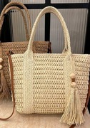 Torba pleciona zakupowa tote na ramię boho na zamek słomkowa