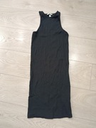 Czarna sukienka dopasowana prążkowana h&m rozmiar S