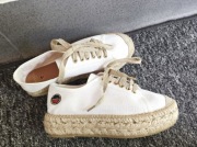 Buty espadryle busnel słomkowa podeszwa flatforma premium białe 