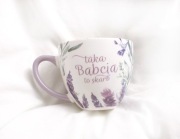 duży kubek dla babci, babcia kubek na prezent, lawendowy kubek
