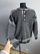 Janus sweter męski norweski wełniany 100 %wełna super zimowy ciepły M L