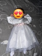 Ubranko do chrztu dla dziewczynki sukienka, płaszczyk, buciki, opaska