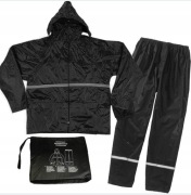 KOMBINEZON PRZECIWDESZCZOWY KURTKA SPODNIE NA MOTOR DO LASU CZARNY L