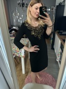 Piękna mała czarna sukienka Joseph Ribkoff zdobien