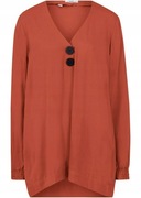 Elegancka miedziana bluzka tunika ozdobne guziki 40/42/44