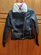 Pull & Bear ramoneska S rockowa pasek kołnierz futerko