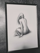 Rysunek akt grafika artystyczna ramka