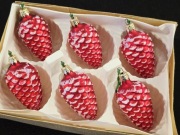 Bombki choinkowe czerwone szklane szyszki 6 szt ozdoby na choinkę retro 