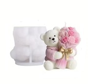 MIŚ z BUKIETEM RÓŻ Walentynki D. kobiet forma silikonowa 10*10.2 do Świec 