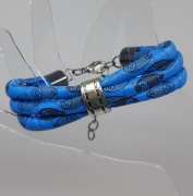 Bransoletka Rzemienie eko skóra sowa sowy granatowy niebieski boho Handmade