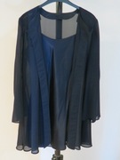 Komplet granatowy sukienka mini + przezroczyste bolerko rozmiar 36