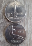 10 złotych 1965 kolumna Zygmunta Nike warszawska 2 monety