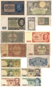 Zestaw 15 polskich banknotów z lat 1919-1986 w tym 1000 złotych 1946 AA