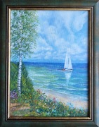 Wspomnienie lata, obraz olejny namalowany na płótnie o wym.40 x 30 cm.