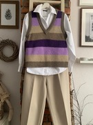 Kamizelka retro w pastelowych wiosennych  kolorach, bardzo dobry skład.