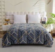 Koc Szary w paseczki 200x220cm