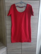 Czerwona krótka sukienka tunika z cekinami na plecach 