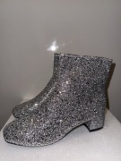 Srebrne brokatowe botki rozmiar 41 z suwakiem z boku