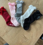 Skarpetki podkolanówki azurkowe z kokardką różne rozmiary