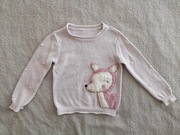 Różowy sweter w kropki pompony pluszowa sarna Nutmeg 92 - 98 jak nowy