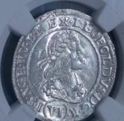 Węgry, 6 krajcarów 1670 Kremnica, Leopold I NGC MS 65