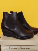 Botki buty damskie Clara Barson rozmiar 41 na koturnie bez zamka czarne