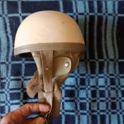  Kask Orzeszek Nitron z epoki PRL-u Szara skóra WSK, SHL, KOMAR  9