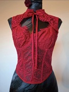 NOWY top bieliźniany GORSET koronka siatka XS 34 classy