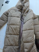 Płaszcz kurtka zimowa długa z kapturem szaro-beżowa 34 Fisherfield