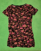 Bluzka T-shirt z marszczeniami z przodu w róże kwiaty 