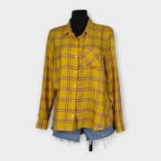 Koszula GAP L 40 bawełna wiskoza krata musztardowa kieszeń