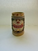 Kufel piwo Tyskie (mały, ozdoba, hand made, retro vintage ceramiczna)
