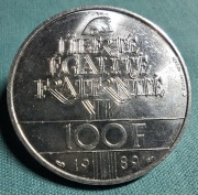 Moneta srebrna Francja 100 franków 1989 Liberte Egalite Fraternite