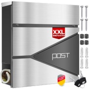 Nowoczesna skrzynka pocztowa z przegrodą na gazety srebrna-antracyt Kesser 