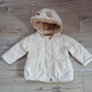 Ocieplana kurtka kolor śmietankowy uszy misia r 80 F&F