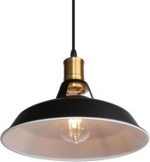 Czarna lampa wisząca Lightess, metalowa, styl retro, średnica 27 cm
