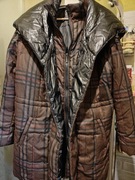 Kurtka, płaszcz damska  czekoladowo-czarna  roz.52 ogromny kaptur