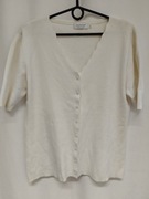 Signature damski kremowy sweter krótki rękaw rozpinany XL/42