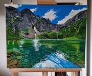 Morskie Oko Tatry obraz ręcznie malowany akryle  góry 