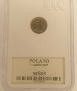 1 grosz 2007- grading GCN MS65