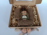 Myjki ze sznurka ze świeczką tealight w słoiku - zestaw prezentowy