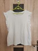 383. Biała bluzka na krótki rękaw z falbankami rozmiar M