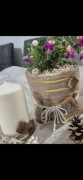 Komplet dekoracyjny handmade – doniczka z rośliną + świeca